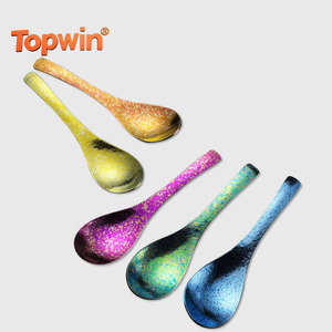 Cuillère en titane pur pour le camping en plein air, antibactérienne, résistante aux hautes températures, motif fleur de glace colorée, tendance et facile à nettoyer, personnalisable - Product Image 1