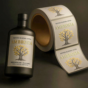 Tùy Chỉnh Dầu Ô Liu Nhãn Dính Kim Loại Vàng Lớn lên Lá Trong Suốt Rõ Ràng Logo Dập Nổi In Kỹ Thuật Số Chai Nhãn - Product Image 6