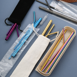 Vente en gros de pailles Boba réutilisables en acier inoxydable, LOGO personnalisé, étui de protection en métal avec paille pour <span class=keywords><strong>bar</strong></span>, vin, voyage et <span class=keywords><strong>boisson</strong></span> - Product Image 2