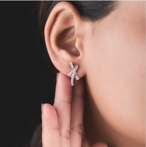 Élégant Diamant Crossover X Design Boucles D'oreilles Pour Les Femmes Déclaration Bijoux Cadeau Pour Les Occasions Spéciales De L'Inde - Product Image 3