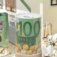 Tirelire cylindrique créative en fer blanc, motif Euro et Dollar, 1 pièce, pour la maison, décoration intérieure