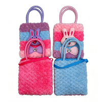 Sac bandoulière mignon en forme de lapin de dessin animé, à rayures colorées, petit sac à main moelleux pour enfants, portefeuille, cadeau d'anniversaire