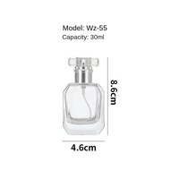 Fabrication sur mesure de flacons de parfum vides en verre transparent, écologiques et économiques, 30 ml, 50 ml, 100 ml, avec bouchon argenté et impression sérigraphique.