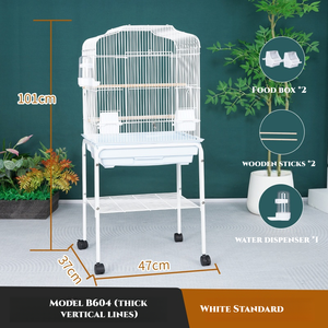 Grande cage à oiseaux en fer forgé pour perroquet noir, avec perchoir - Product Image 6