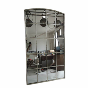 Bạc Màu cửa sổ mặc quần áo cổ cổ điển Mộc mạc kim loại khung trang trí nội thất sàn lớn đứng gương - Product Image 1