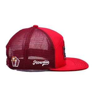 Fabricant Bsci personnalisé de haute qualité 7 panneaux casquettes de camionneur rouge broderie à bord plat sublimation camionneur chapeau en maille - Product Image 4