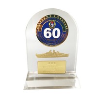 Plaque d'acrylique personnalisée en forme d'arche, trophée avec emblème et plaque métalliques, souvenir militaire de la marine, récompense en acrylique pour cérémonie d'anniversaire
