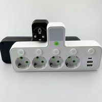 Multiprise murale style UE, convertisseur 1 en 5, 5 prises CA, 2 ports USB, 10A, rallonge ABS avec port USB
