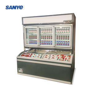 Vitrine Réfrigérée Commerciale Combinée <span class=keywords><strong>en</strong></span> Verre, Refroidissement par Air, Double Température, 3 Portes, Réfrigérateur Supérieur, <span class=keywords><strong>Congélateur</strong></span> Inférieur - Product Image 1