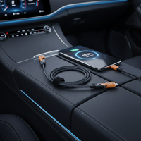 Câble de charge rapide 3 en 1 USB Type C Lightning pour voiture Chargeur de téléphone portable
