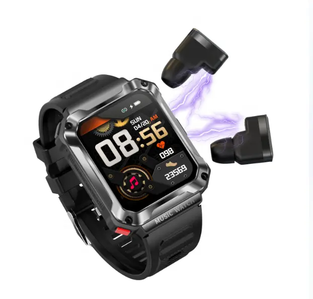 Montre intelligente avec écouteurs 2023 1.96 pouces 400mAh Bettery partenaire sain coloré avec oreillettes montre intelligente avec écouteurs