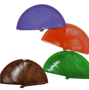 Customizable 23cm Small Quantity Folding Wooden Fans Solid Color Handheld Fan with Bamboo Lining Handmade Promotional Use - Product Image 2