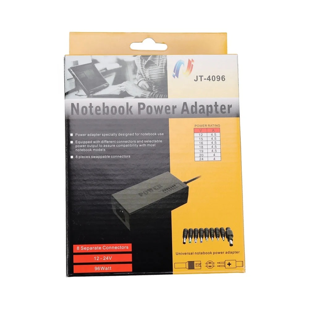 Adaptor daya Universal Notebook portabel, pengisi daya Laptop 96W 12V ke 24V dapat disesuaikan