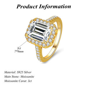 Классический Дизайн 18K позолоченный Изумрудный Муассанит четыре инкрустированные Кольца Муассанит для женщин Свадебные украшения 3ct - Product Image 2