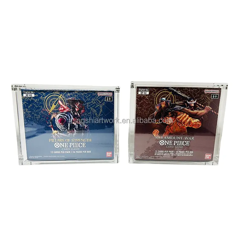Mingshi Inglês Uv Resistance Inglês Tcg One Piece Card Game Acrílico Display Case Para Inglês One Piece Booster Box