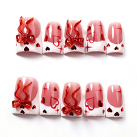 461-465 Faux ongles à presser faits main en forme de bec de canard, 10 pièces, réutilisables, en acrylique, pour enfants, motif carré artificiel