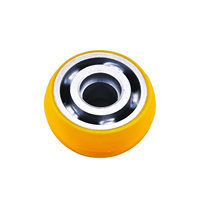 Roue HAOJIA, capacité de charge élevée 150 kg, 75x32 mm, silencieuse, double roulement à billes, noyau en aluminium, roue pivotante en polyuréthane jaune
