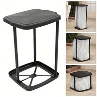 Cubo de Basura de Plástico para Exteriores y Hogar, Gran Capacidad de Más de 12L, Plegable, Altura Ajustable, Soporte para Cubo de Basura