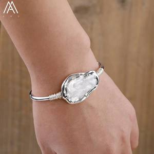 Braccialetto aperto fatto a mano per le donne alla moda perle bianche perline su filo di rame per adolescenti regalo gioielli Dropship - Product Image 4