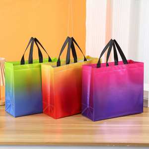 Eco-friendly High Quality Wholesale Custom Logo Fashion Design Metallic Laminated PP Fabric Non Woven Shopping Tote Bag - Product Image 2
