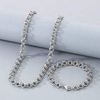 Ensemble collier et bracelet en acier inoxydable à double boucle en forme de O, design simple et élégant, unisexe, VEROMCA