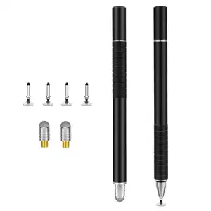 Stylus kalem için uyumlu kapasitif dokunmatik ekran cihazları 2 in 1 yüksek hassas dijital kalem ile 4 yedek diskler