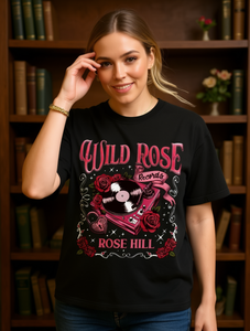 Wild Rose <b>Records</b> Women's T-Shirt Short <b>Sleeve</b> Floral Print Casual Loose Fit 100% Cotton Jersey Round Neck All Seasons - Product Image 2