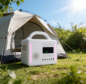 Estación de Energía Solar Portátil con Altavoz Bluetooth de Alta Capacidad, Batería de Iones de Litio Lifepo4 de 110v/220v para Exteriores, Banco de Energía para Camping de 300w - Product Image 1
