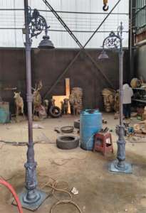 Escultura de iluminação de lâmpada de rua vintage em <span class=keywords><strong>bronze</strong></span> fundido de cobre decorado com grande quintal ao ar livre - Product Image 6