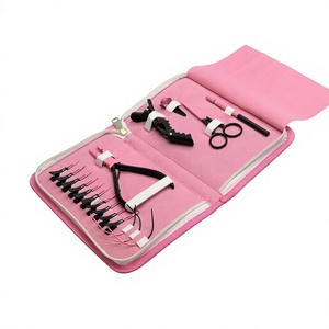 Nouvel arrivage : Kit d'outils pour extensions capillaires en acier inoxydable à maintien robuste, comprenant Pince à bandes adhésives, Pince de pose de micro-anneaux, Ouvre-perles à dents et Outil à boucles - Product Image 1
