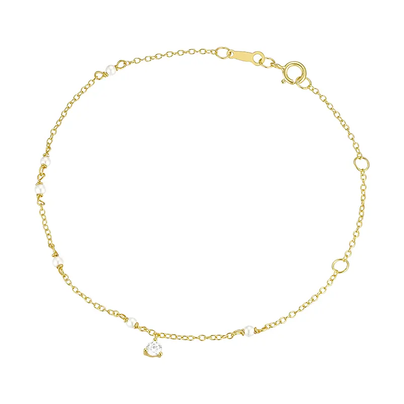 Gemnel женский браслет из стерлингового серебра 925, красивый жемчуг, Очаровательный роскошный богемный Золотой полированный бриллиант, основной камень