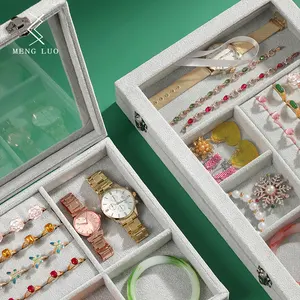 New Three-in-One Portable And Recyclable Jewelry Storage And Display Box For Rings Gifts Packaging Fabric PC PU Materials