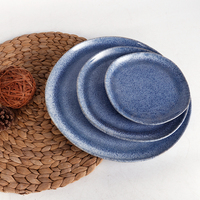 Service de vaisselle en grès bleu de haute qualité EKA-Style nordique Passe au lave-vaisselle Qualité alimentaire Service OEM/ODM