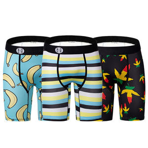 男士中腰针织涤纶运动内衣卡通印花快干透气平角三角裤加长 - Product Image 2