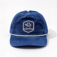 Topi Snapback Retro Corduroy 5 Panel dengan Tali, Logo OEM Custom, Dapat Disesuaikan, untuk Olahraga Golf Outdoor, Unisex