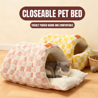 Lit-caverne pour chat en velours, best-seller, chaud pour l'hiver, maison fermée pour animaux de compagnie, lit en guimauve pour chat, coussin amovible et lavable, pour petits chiens et chats