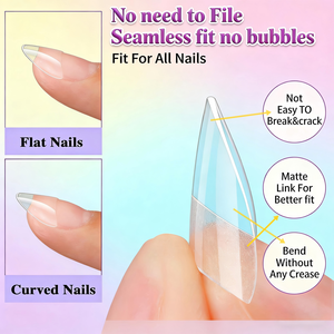 Puntas de Uñas Postizas Ovaladas Cortas de ABS, 600 Piezas, Ultrafinas, Semi-Mate, Sin Necesidad de Pulir, para Extensión de Uñas Francesas Cuadradas - Product Image 3