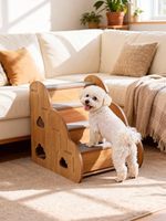 Hundetreppe fürs Bett, Holz-Hundetreppe für Kleine Hunde, Hundestufen für Couch und Sofa, Seniorenleiter für Haustiere, Rutschfeste 4-Stufen-Treppe