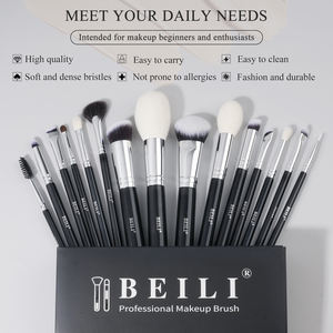 Private Logo 15PCs Black Luxury Goat Hair Makeup Brush Set con estuche Powder Concealer Eyeliner Brushes Set <span class=keywords><strong>Maquillaje</strong></span> - Product Image 5