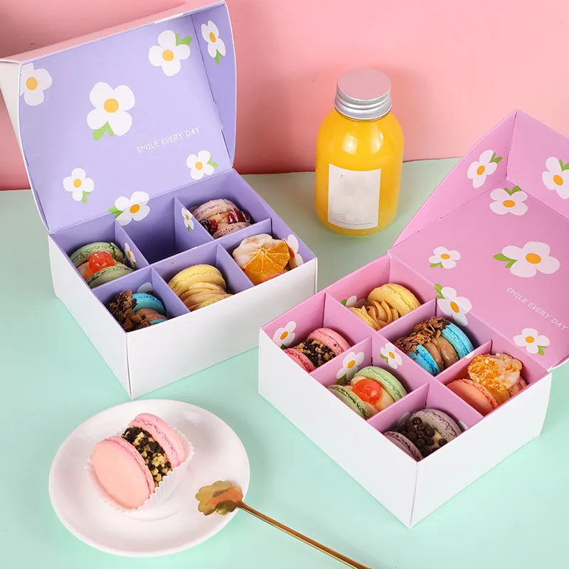 Scatola di Macaron per biscotti alimentari regalo all'ingrosso con Logo personalizzato scatola di Macaron di carta per biscotti dolci