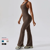 Combinaison de yoga une pièce moulante à jambe évasée en Spandex/Nylon à séchage rapide, style européen-américain, pour la danse, le sport et le fitness, effet push-up
