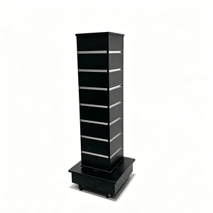 Espositore Girevole a 4 Lati HIKUYA per Gioielli, Stand Mobile con Ruote in MDF per Collane e Orecchini, per Negozi e <span class=keywords><strong>Boutique</strong></span> - Product Image 3