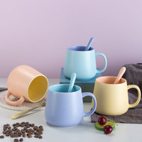 Tasse à thé en porcelaine émaillée rose 15 oz, double couleur, avec logo personnalisé, grande capacité, mug à café en céramique bleue pour cadeau