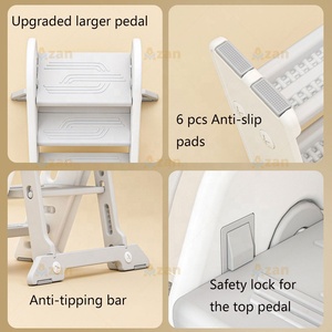 Petite <span class=keywords><strong>tour</strong></span> d'apprentissage en plastique pour enfant, réglable et pliable, échelle de salle de bain Montessori pour tout-petits, marchepied d'aide pour bébé - Product Image 3