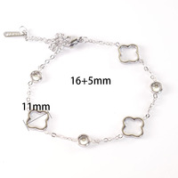 Fabricante personalizado diseño personalizado alta calidad al por mayor marca joyería mujer pulsera de trébol de acero inoxidable