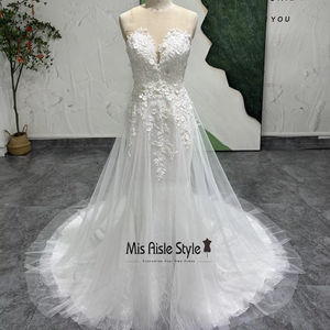 Cổ điển Vỏ ảo giác ren chapel Train tầng Chiều dài váy cưới - Product Image 1