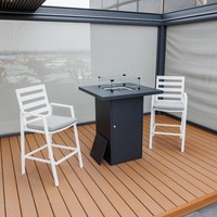 Ensemble de meubles de bar pour jardin et terrasse, chaise de bar en aluminium avec table à foyer pour repas en plein air
