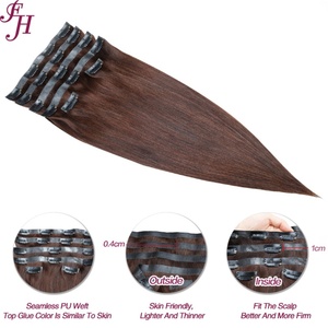 Extensions à clips sans couture en cheveux humains Remy européens 100% naturels FH Hair Vendor, 28 pouces, 150g pour femmes - Product Image 2