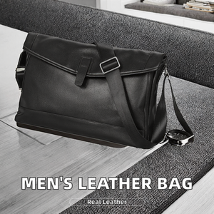 Large Capacity Lightweight Men's Vintage Cowhide Leather Crossbody <b>Bag</b> Fashionable All Seasons Messenger <b>Bags</b> - Product Image 2