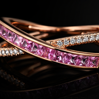 Edelstein-Ringe Großhandel 18K Roségold Edelstein-Diamantring Maßgefertigter Modeschmuck OEM Verlobungsring mit Rosa Saphir